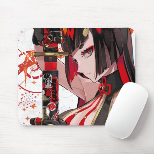 Tapis De Souris Anime fille Samurai (Avec souris)