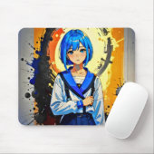 Tapis De Souris Anime Girl in Blue (Avec souris)