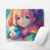 Tapis De Souris Anime Girl with Puppy (Avec souris)