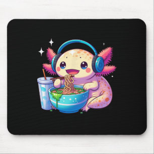 Tapis De Souris Anime Kawaii Axolotl Manger Ramen Noodles Enfants