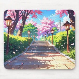 Tapis de souris Anime Paysage pastel chemin de flo