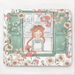 Tapis De Souris Anne des pignons verts<br><div class="desc">Ce tapis de souris Anne of Green Gables présente notre bien-aimée Anne en regardant par une fenêtre avec des volets verts entourés de fleurs sauvages. L'arrière - plan est blanc vif. Les couleurs comprennent,  vert sauge,  bleu pâle,  orange,  rose et blanc.</div>