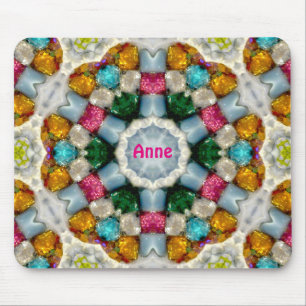 Tapis De Souris ANNE ~ Motif de pierres colorées ~ Personnalisé