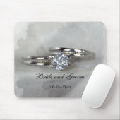 Tapis De Souris Anneaux mariages sur Gris (Avec souris)