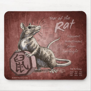 Tapis De Souris Année de l'art chinois de zodiaque de rat
