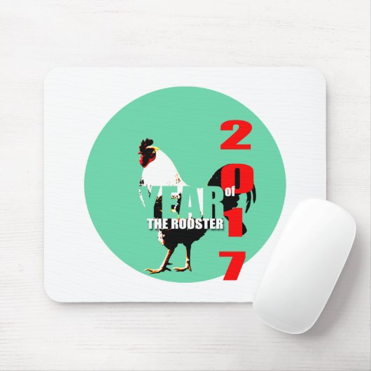 Tapis De Souris Année du coq 2017 en Cercle vert mousepad (Avec souris)