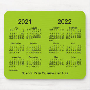 Tapis De Souris Année scolaire 2021-2022 Calendrier vert-jaune pa