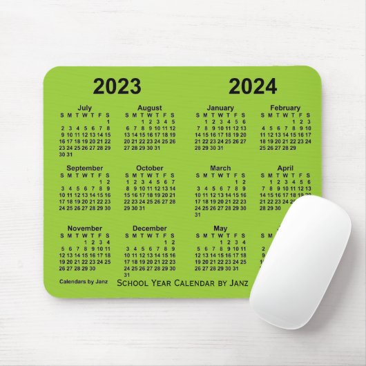 Tapis De Souris Année scolaire 2023-2024 Calendrier vert-jaune par (Avec souris)