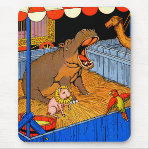 Tapis De Souris Années 1930 pleurant hippopotame et amis