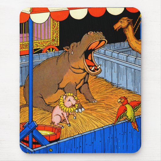 Tapis De Souris Années 1930 pleurant hippopotame et amis (Devant)