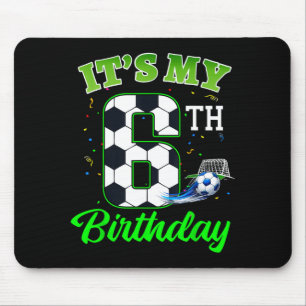 Tapis De Souris Anniversaire 6 ans Football Garçon Fille Enfants F