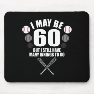 Tapis De Souris Anniversaire de 60 ans drôle Fan de baseball Naiss