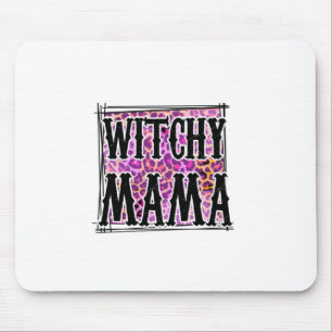 Tapis De Souris Anniversaire de Halloween Leopard Witchy Mama