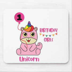 Tapis De Souris anniversaire de la fille de licorne