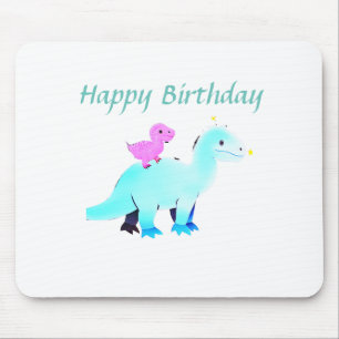 Tapis De Souris annonce d'anniversaire de dinosaure à l'aquarelle