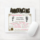 Tapis De Souris Annonce du certificat de naissance_Mousepad (Avec souris)