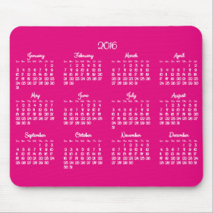 Tapis De Souris Annuel Rose 2016 Calendrier Pads souris