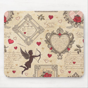 Tapis De Souris Antique Cupid Saint-Valentin Orné Amour