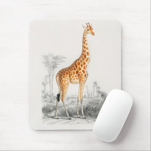 Tapis De Souris Antique Giraffe Histoire naturelle Imprimer Orbign