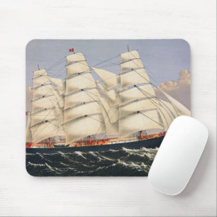 Tapis De Souris Antique Navire de Navigation à Voile Currier & Ive