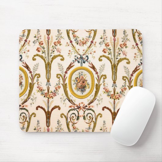 Tapis De Souris Antique Rococo Floral Gold Crème Élégante (Avec souris)