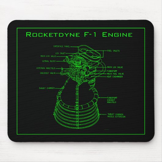 Tapis De Souris Apollo Saturn V Rocketdyne F-1 moteur Pad souris (Devant)