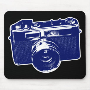 Tapis De Souris Appareil photo Pop Art Bleu