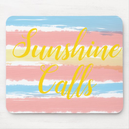 Tapis De Souris Appels soleil bleu rose rayures jaune Aquarelle (Devant)