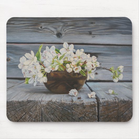 Tapis De Souris Apple Blossom Still Life – Original Fine Art Print (Devant)