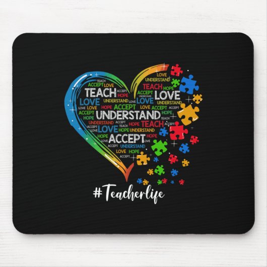 Tapis De Souris Apprendre Accepter Comprendre Amour Enseignant Coe (Devant)