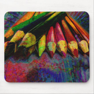 Tapis De Souris Approvisionnements colorés d'art de crayons