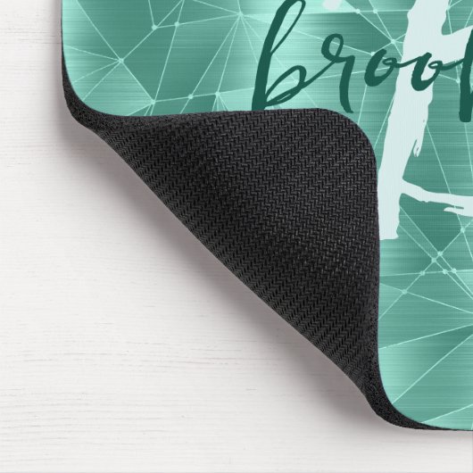 Tapis De Souris Aqua Blue Geometric Brushed Metal Script Monogram (Coin)