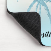 Tapis De Souris Aqua Blue Glitzy Sparkle Tropical Palm Tree (Coin)