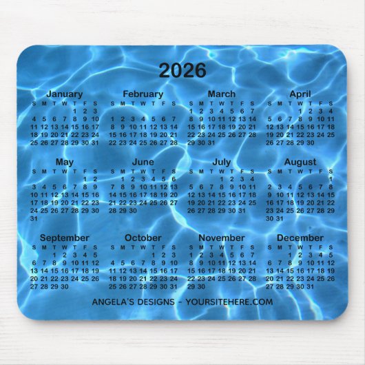 Tapis De Souris Aqua Blue Pool Calendrier Promotionnel (Devant)