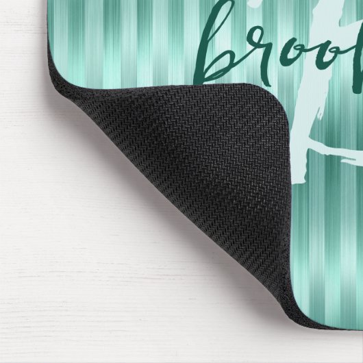 Tapis De Souris Aqua Brushed Metal Stripes Script Monogram  (Coin)