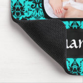 Tapis De Souris Aqua et damas noir (Coin)