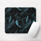 Tapis De Souris Aqua et plumes noires (Avec souris)