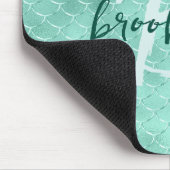 Tapis De Souris Aqua Foil Mermaid Fish Scales Script Monogram  (Coin)