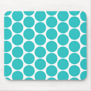 TAPIS DE SOURIS AQUA VERT MODERNE, POIS BLANCS
