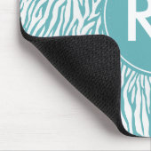 Tapis De Souris Aqua White Zebra Imprimer monogramme (Coin)