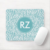 Tapis De Souris Aqua White Zebra Imprimer monogramme (Avec souris)