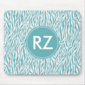 Tapis De Souris Aqua White Zebra Imprimer monogramme (Devant)
