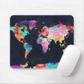Tapis De Souris aquarelle 21 de carte du monde (Avec souris)