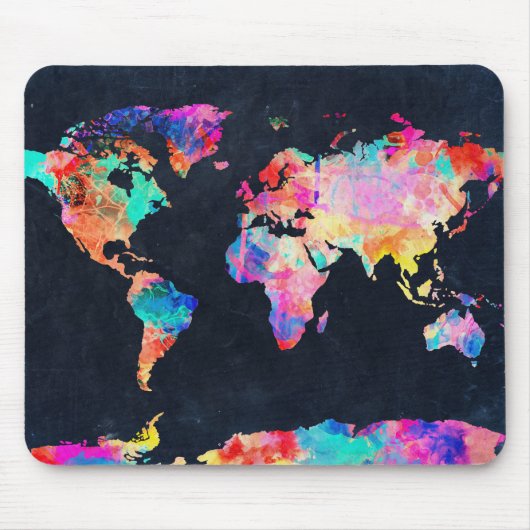 Tapis De Souris aquarelle 21 de carte du monde (Devant)