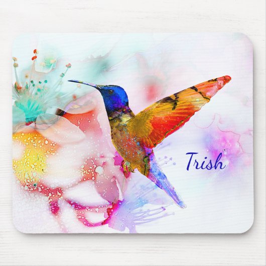 Tapis De Souris Aquarelle Abstraite Colibri (Devant)