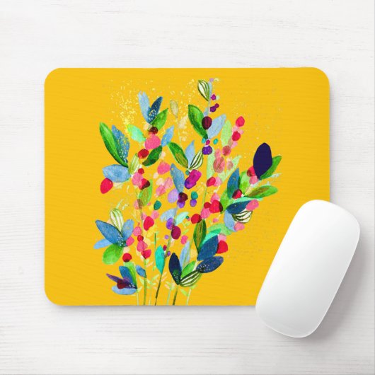 Tapis De Souris Aquarelle Abstraite colorée fleurie (Avec souris)
