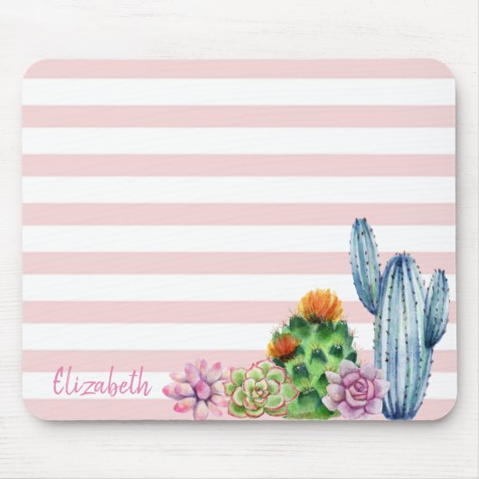 Tapis De Souris Aquarelle adorable Cactus, Bandes Succulentes (Devant)