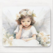 Tapis De Souris Aquarelle Angel fille avec fleurs (Devant)