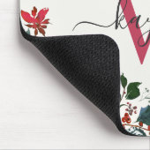 Tapis De Souris Aquarelle blanche de Bourgogne Nom floral Monogram (Coin)