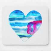 Tapis De Souris Aquarelle bleu coeur mignon (Devant)